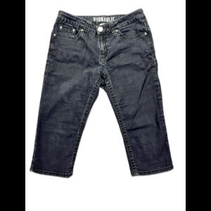 Hydraulic Jeans Cropped‎ Capri Dark Wash Embellished Size 10 Black Flap Pocket